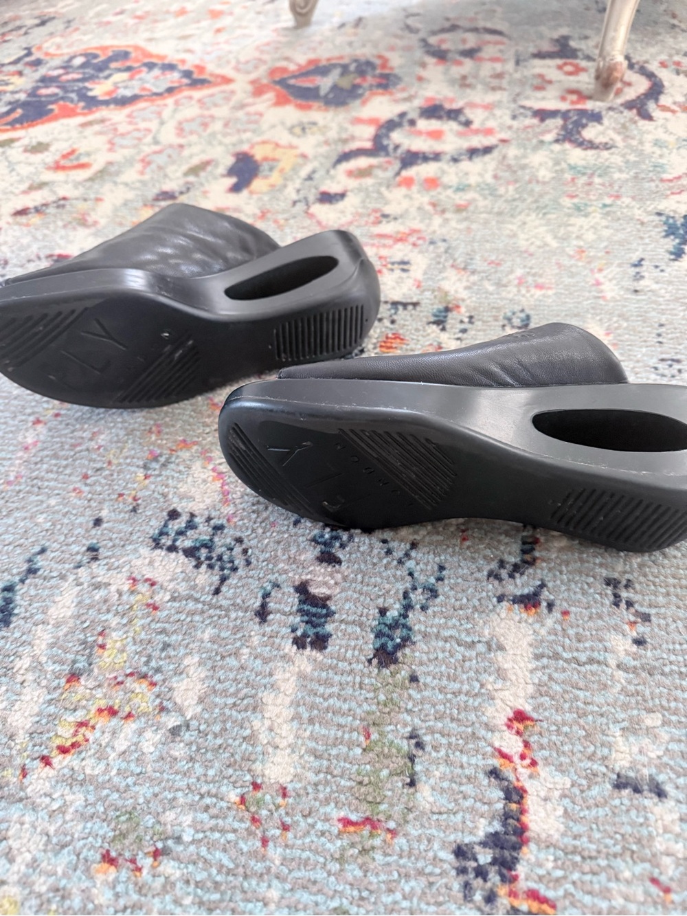 Fly London Black Leather Open-Toe Slide Sandals with Tan Insole - Picture 4 of 5
